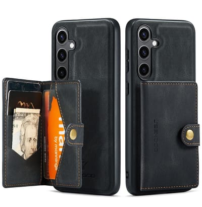 CaseMe JH-01 Hoesje Geschikt voor Samsung Galaxy S25 FE | Back Cover met Magnetische Kaarthouder | Beschermhoes Pasjeshouder Achterkant | 4 Pasjes en Briefgeld | Zwart