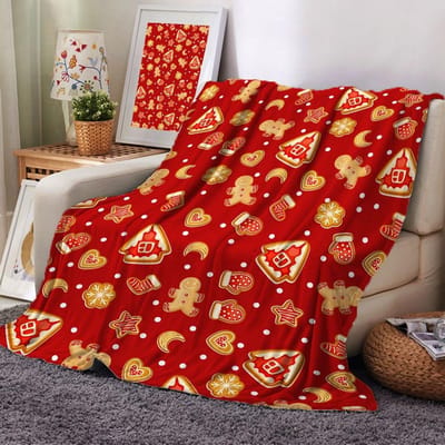 Warme Plaid Plaid Deken 127x152 cm - Kerstboom Sneeuwvlokken | Zachte Fleece Deken voor Bank en Bed