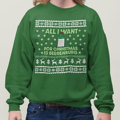 Foute Kerst Trui Groen All I Want For Christmas Is Beerenburg XS