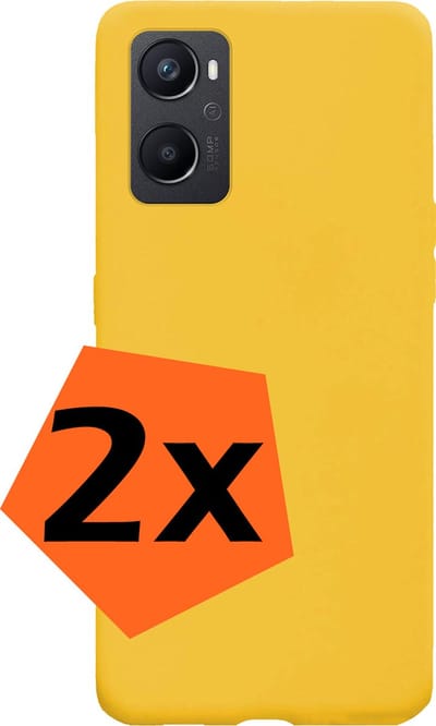 Hoes - 2 Stuks - Geschikt voor OPPO A96 - Sterk & Shockproof - Case Siliconen - Back Cover - Telefoon Hoes - Geel