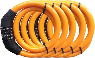 Fietskabelslot Set - Combinatieslot - Beveiliging Fietsen - 4-Cijferige Combinatie - 5 Stuks 0.6m - Oranje