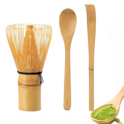3 Delige Matcha Set - Matcha klopper - Geschikt voor Poeder & Thee - Perfecte bamboe matcha set - Thee accessoires - LOUZIR
