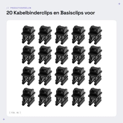 Dailygoods- Kabelbinderclips 20 stuks - Kabelklemmen zelfklevend - Antislip bevestiging - Duurzaam PA-kunststof/staal - Flexibel ontwerp - Weerbestendig zwart