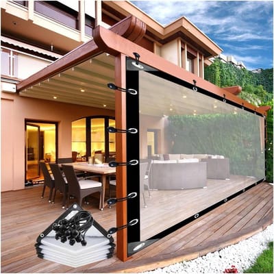 Transparante Gordijnen - Waterdichte Zijpanelen - Buitenruimte Beschermen - PE Zeildoek Materiaal - 6x2m - Transparant