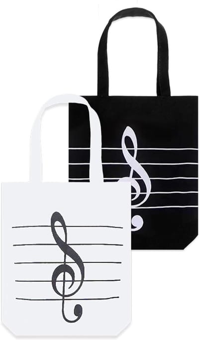 Herbruikbare Muziekpatroon Tas – Ideale Canvas Schoudertas voor Muziekliefhebbers, Duurzame Winkeltas voor Dagelijks Gebruik en Boodschappen