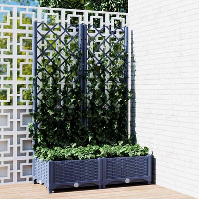 vidaXL - Plantenbak - met - trellis - blauwgrijs - 80x40x121,5 - cm - PP
