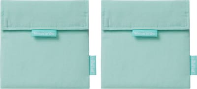 Snack'n'Go Nature Mint - Herbruikbaar Boterhamzakje en Snackverpakking - Sluiting met klittenband - BPA-vrij - Waterdichte binnenlaag - Wasbaar tot 60°C - 2 stuks