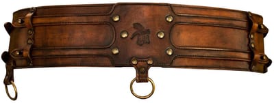Cosensi - Dailygoods - Dailygoody - Middeleeuwse brede riem - Cosplay accessoires - Vintage kunstleer - Bruin - Tailleriemen - Voor heren en tieners - M