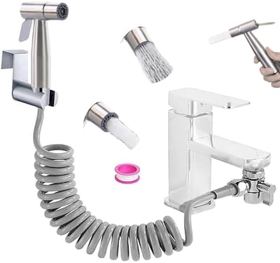 Dailygoods- Handdoucheset Roestvrij Staal - Toiletdouche Sproeier - Dubbele Schakelaar - Hogedruk/Bruswaterstroom - Handsfree Ontwerp - Perfect voor Badkamerhygiëne