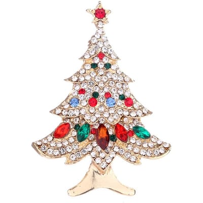 Nieuwe Mode Kerstboom Legering Strass Broche Speld Kleding Accessoire