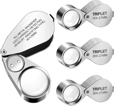 4 Drops Magnifiers Set - 10X, 20X, 30X, 40X Verlichting Vergrootglazen voor Juweliers, Horlogemakers en Hobbyisten