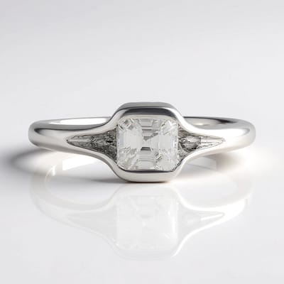 Cavill - 925 Zilver Ring - Platina Verguld - 0,83ct Octagon Asscher Zirkoon - Elegante, Moderne Minimalistische Damesring