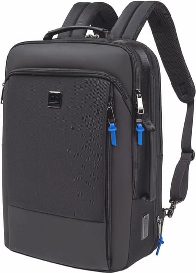 Laptop rugtas voor mannen - zakelijke en reisrugtas met laptopcompartiment, anti-diefstalzak en USB-oplaadpoort - waterdichte rugtas - zwart