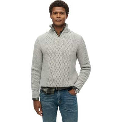 Superdry Jacob Cable Knit Half Zip Trui Heren - Maat S