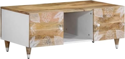 Massief houten tafel - Bijzettafel woonkamer - Ontspannen uren delen - Karakteristieke houtnerf - 100 x 54 x 40 cm