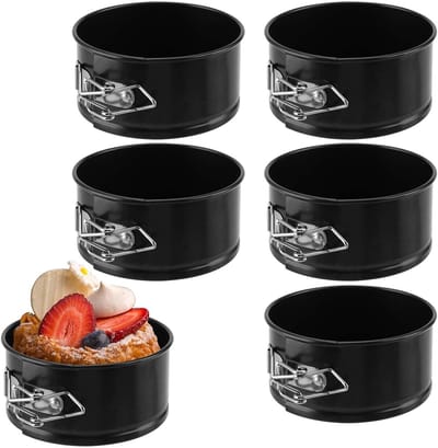 6-delige 4 Inch Zwarte Ronde Cakevormen, Mini Springvorm met Afneembare Bodem, Antikleef Bakvorm voor Cheesecake en Taarten, Ideaal voor Restaurants en Thuisgebruik
