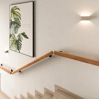 Trapleuningen, Houten Pine Grab Bar Complete Kit (0,3 m - 20 voet), antislip handgrepen familie hal hek met metalen beugel, barrièrevrije leuningen voor ouderen en (maat 9FT/270CM)