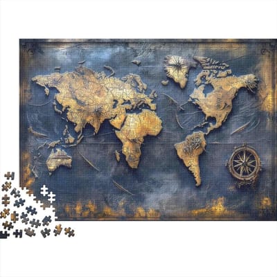 Wereldkaart Puzzel - Papier Legpuzzel - Ontspanning Huis - Vintage Stijl - 1000 Stukjes - Kleurrijk