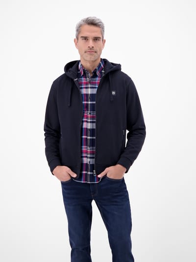 LERROS Sweatvest met capuchon , Maat: S , Kleur: CLASSIC NAVY , 50% katoen, 50% polyester