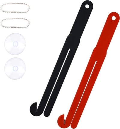 Voedselzakopeners Set in Rood en Zwart - Roestvrijstalen Mes - Thuiskeuken Accessoires met Zuignappen - Ophangkettingen voor Opslaggemak