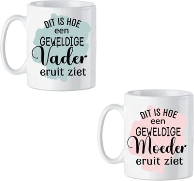 Set 2 x Koffie beker - thee mok dit is hoe een geweldige vader / moeder eruit ziet