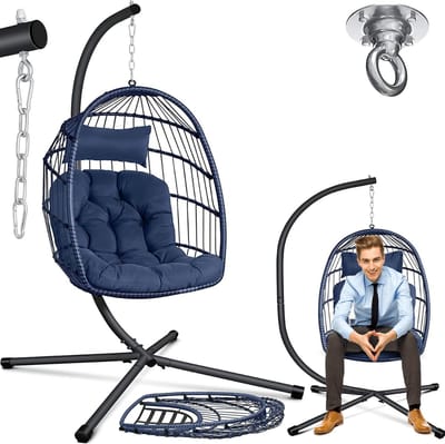 VELTRR® Egg Hangstoel - Hangstoel met Standaard - Chair voor Binnen en Buiten