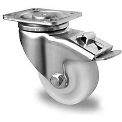 CASCOO zwenkwiel V0Z0, met rem, wiel ø 125 mm x B 40 mm, polyamide velg, polyamide loopvlak, naturel/wit, dubbele kogellager, tot 700 kg
