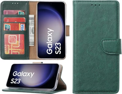 Samsung Galaxy S23 hoesje - Portemonnee Cover - Bookcase met pasjeshouder - Groen
