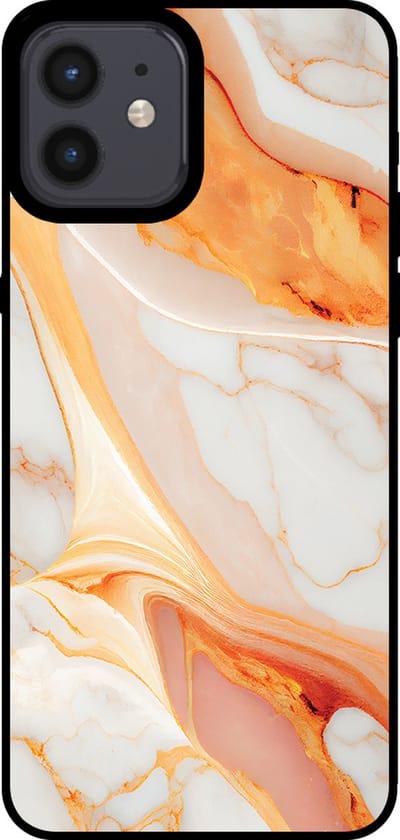 Smartphonica Telefoonhoesje voor iPhone 12/12 Pro met marmer opdruk - TPU backcover case marble design - Oranje geschikt voor iPhone 12;iPhone 12 Pro