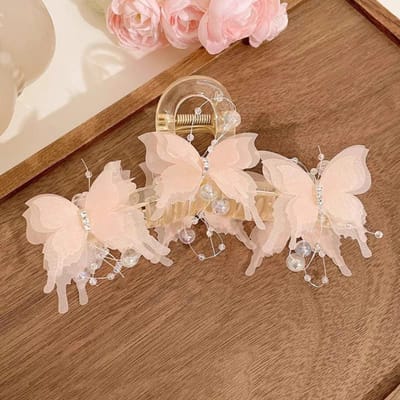 Pince à Cheveux Papillon 15CM Grande Pour Cheveux Épais Pinces à Cheveux Crabe Femmes Épingle à Cheveux Rose Bonbon Pince à Cheveux Queue de Cheval Accessoires Pince beige