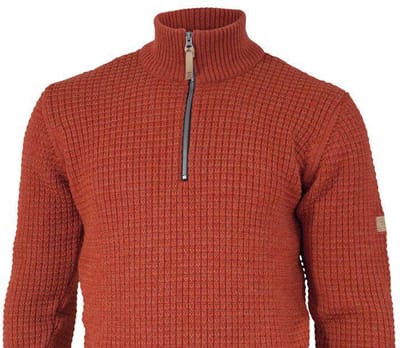 Ivanhoe trui Moritz half zip Red Clay - 100% wol - Rood