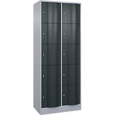 C+P Resisto lockerkast, 2 vakken, 10 vakken, B 772 x D 540 x H 1950 mm, blank aluminium/antraciet grijs