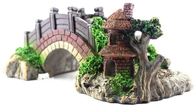 Dailygoods- Waterbrug Sprookjesachtig Ontwerp - Miniatuur Ornament - Decoratie Vissen Tank - Terrarium Decor - Duurzaam Hars - Afmetingen 6,5x14x5 cm - Aquariumdecoratie
