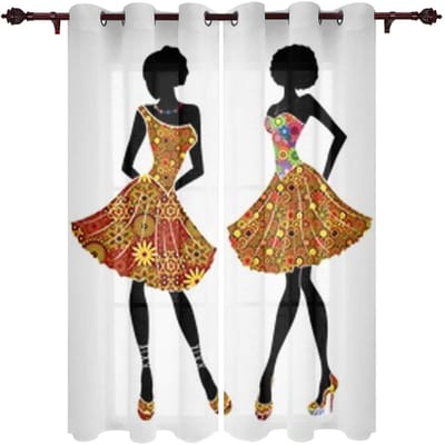 Afrikaanse Vrouwen Raamgordijnen voor Woonkamer Kinder Slaapkamer Raambekleding Jaloezieën Keukengordijnen 135W x 60H(cm)