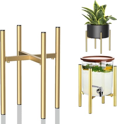 Famanu - Verstelbare metalen plantenstandaard voor binnen en buiten, zwart, draagvermogen 90 kg
