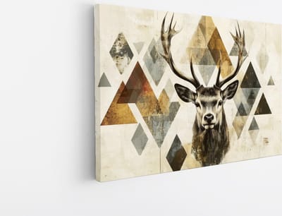 Saammp Canvas Schilderij - Hert - Abstract - Dieren - 45x30 - Foto op canvas - Wanddecoratie - Muurdecoratie Woonkamer - Slaapkamer decoratie - Canvas Print
