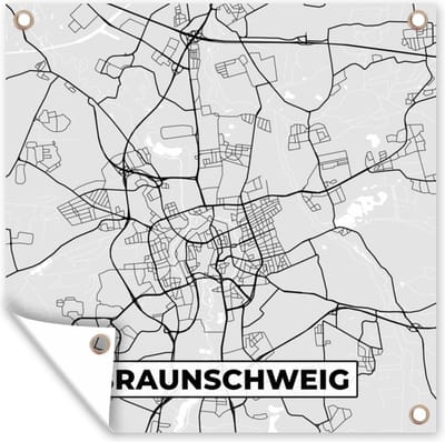 Tuin poster Duitsland - Stadskaart - Plattegrond - Braunschweig - Kaart - 200x200 cm - Tuindoek