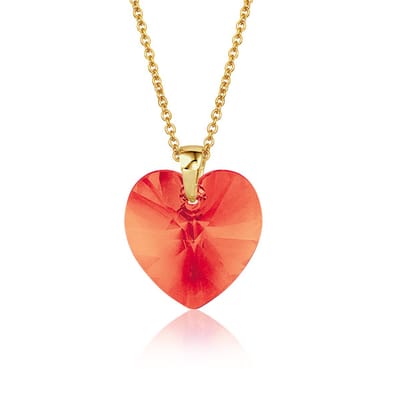 Montebello Ketting Fleur HZ117 - Swarovski Hart - 925 Zilver Verguld - Ø14mm - 50cm