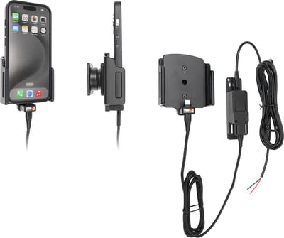 Brodit houder geschikt voor Apple iPhone 15/16/17 (Pro) Actieve verstelbare houder met vaste voeding
