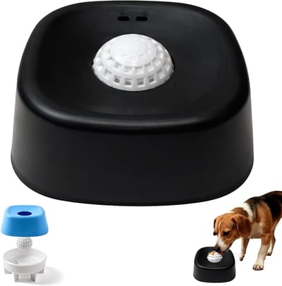 Hond Likkom Zwart - Met Draaibal Voor Vloeibare Traktaties - Tegen Angst en Verrijking - Interactieve Langzaam Eetkom - Voor Puppy's en Kleine/Middelgrote Honden