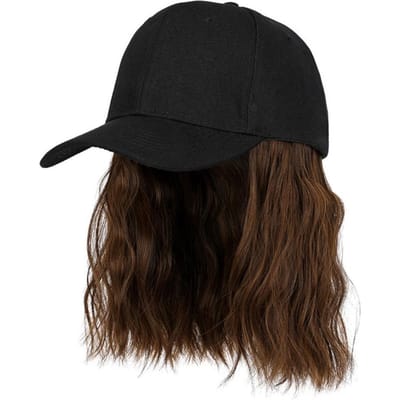 Mode Geïntegreerde Pruik Pet met Klep Golvend Krullend Bobo Pet Baseballpet Snapback Hoed Cadeau black