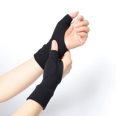 1 Paar Pols Handschoenen – Duimbrace - Compressie handschoenen - Polsbrace - Pols compressie – Handsteun - Compressie handschoenen – Vingerloos - Zwart - LOUZIR