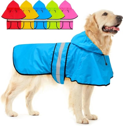 Hondenregenjas - Hondenjas Regen - Hond Uitlaten - Reflecterende Strepen - XL - Blauw