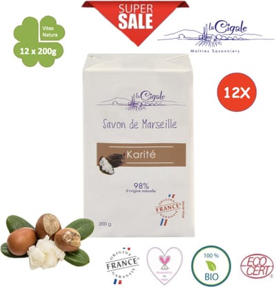 Karité Marseille Zeep | 12 x 200g | een extra milde shea boter zeep | La Cigale