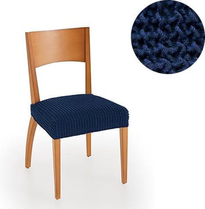 Belmarti® Stoelhoes Milos Blauw (2 stuks) voor eetkamerstoelen 40-50cm - Extreme Stretch stoelhoezen - Antistatisch - Ademend Katoen