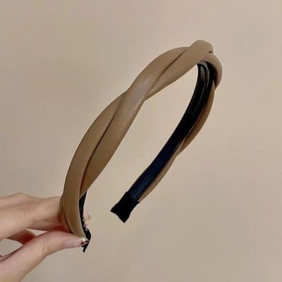 AISHG PU Leer Haarband voor Vrouwen Gevlochten Kruis Gedraaid Hoofdband Tanden Haar Hoepel Antislip Haarbanden Meisjes Haaraccessoires