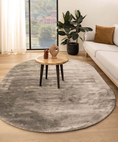 Viscose vloerkleed ovaal - Pearl zilver 120x180