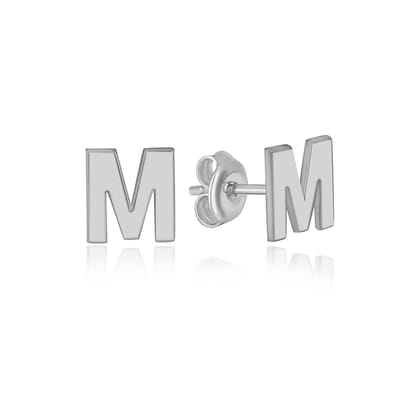 Letter M Initial Oorknoppen (zilvergehalte 925 Sterling) Oorknoppen Zilver Oorbel Trendy Minimalistisch Combi Bedel