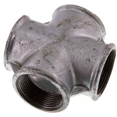Rp 1 1/2'' Binnendraad Verzinkt Gietijzeren Kruissok 25 Bar - FL4X-F-IZ-112R