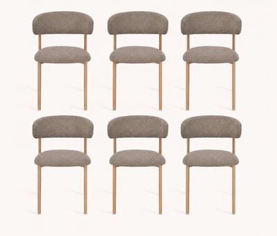 Eetkamerstoel Zandria- set van 6 - Scandinavisch design- Taupe structuurstof- Zetelsenbedden Tafel en Stoel